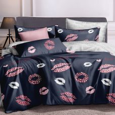 Постельное белье Satin "KISS" двусторонний с компаньоном
