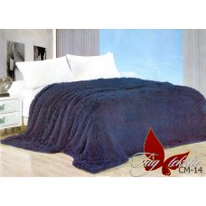 Мягкий плед "Травка" евро макси 220х240 CM-14, меховой, Синий