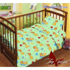 Постельное белье  в кроватку  "Жирафики бирюзовый"