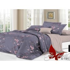 Постельное белье Satin "Sakura&cacao" S-191, двуcтороннее, светлый и темный