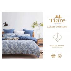 Постельное белье сатин"Tiare" Wash Jacquard евро размер, 4 наволочки, синий, Подарочный