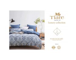 Постельное белье сатин "Tiare" Wash Jacquard евро размер, 4 наволочки, синий, Подарочный