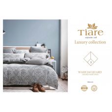 Постельное белье сатин"Tiare" Wash Jacquard евро размер, 4 наволочки, серый, Подарочный