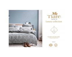 Постельное белье сатин "Tiare" Wash Jacquard евро размер, 4 наволочки, серый, Подарочный