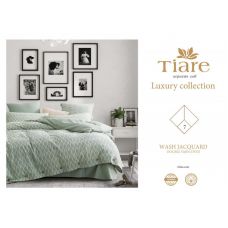 Постельное белье сатин"Tiare" Wash Jacquard евро размер, 4 наволочки, оливка, Подарочный